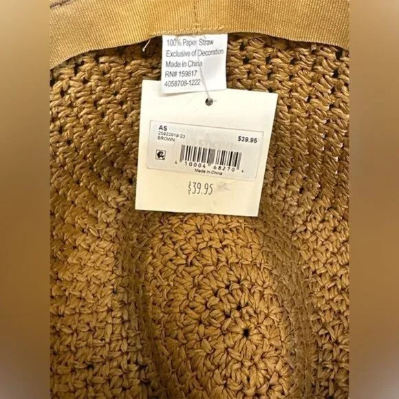 Altard State Hat Adult O/S Brown Paper Packable Panama Brimmed Cap Travel Unisex - Picture 6 of 7